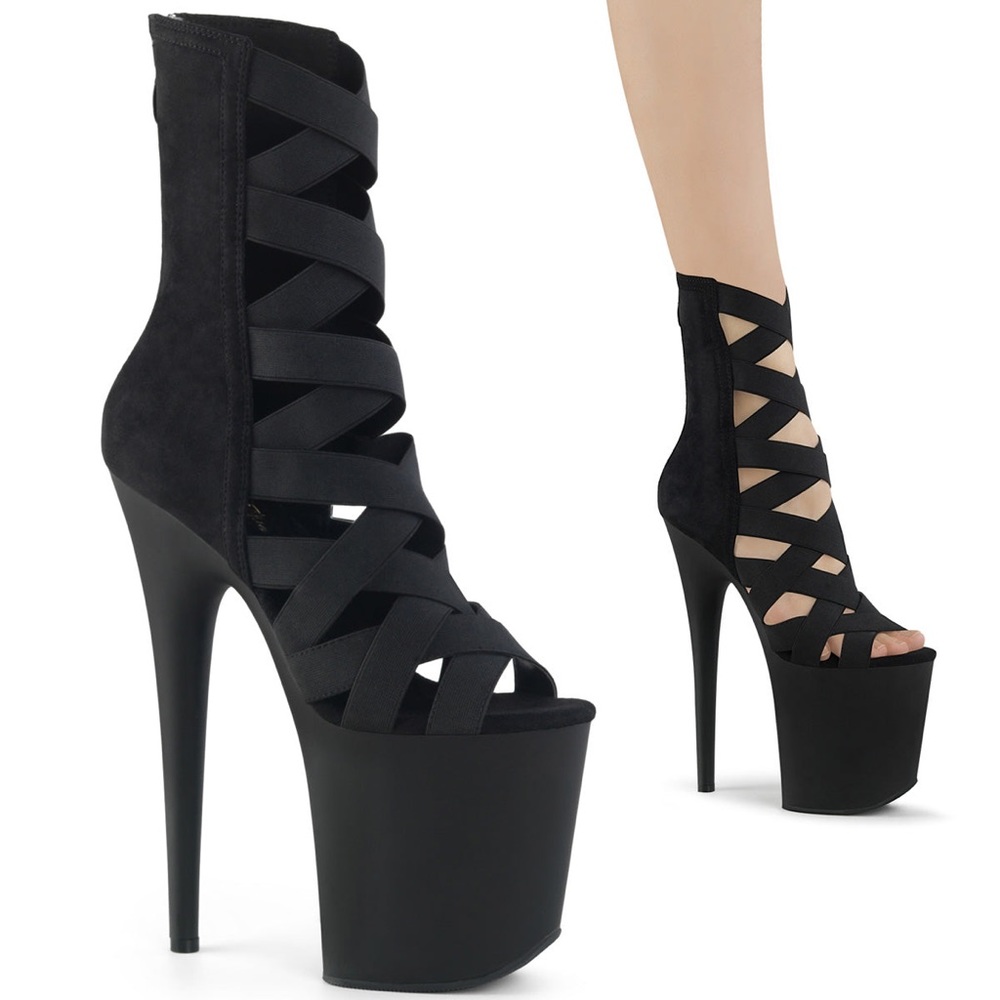 Pleaser Black Heeled Boots